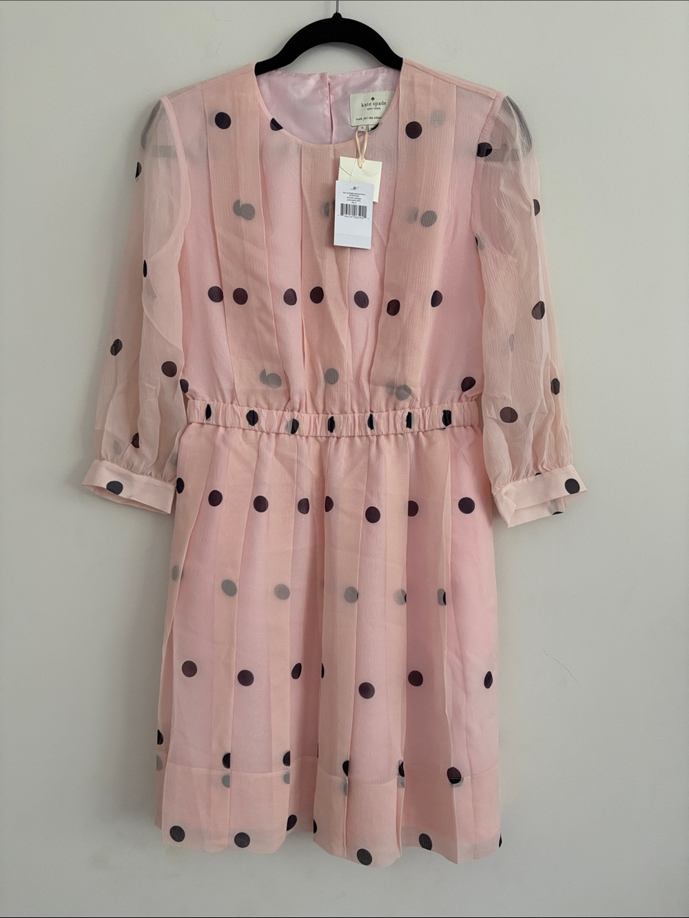 kate spade Pink Polka Dot Sheer Sleeve Dress